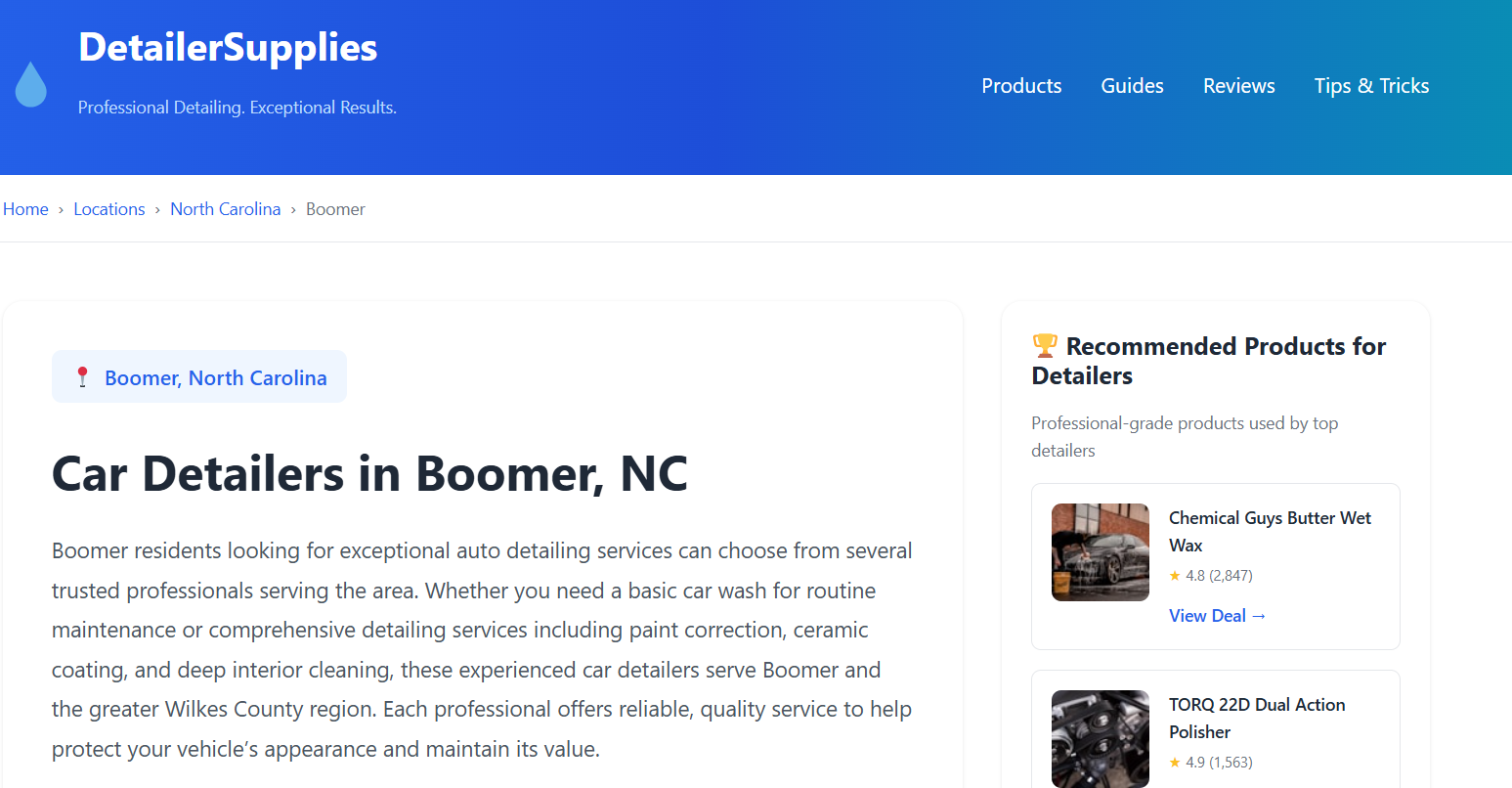 Car Detailers in Boomer, NC